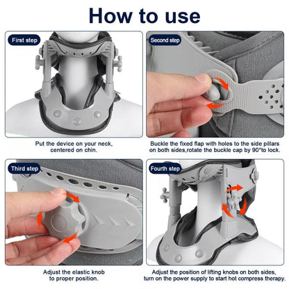 Belro neck stretcher traction device accessory with adjustable suspenders for cervical spine relief.