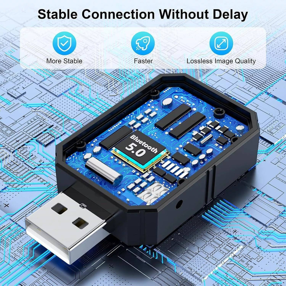 Belro Wireless CarPlay Adapter for seamless smartphone connection, compact electronic device shown with charging port and indicator lights.