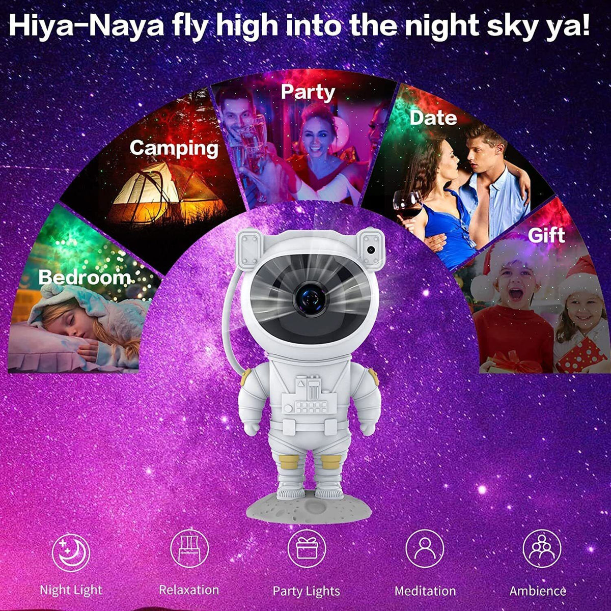 Belro astronaut galaxy starry sky night light projecting cosmic patterns onto a room wall.