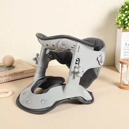 Belro neck stretcher traction device attached to the neck, designed as a comfortable accessory for spinal relief and tension relief.