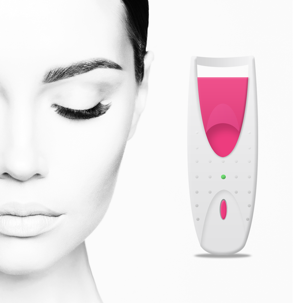 Portable electric heated eyelash mascara curler by Belro, showing the compact device with a heating wand for curling lashes.
