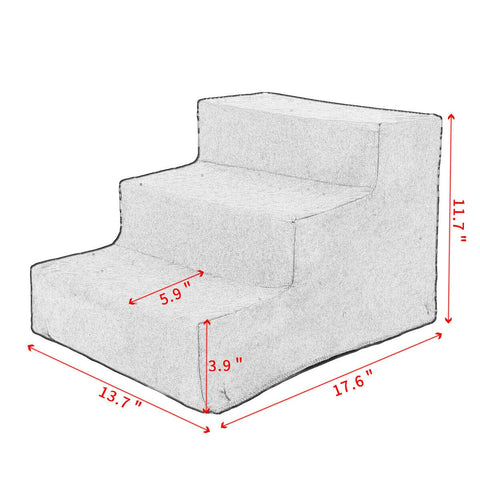 Belro 3-step portable dog stairs for tall beds, featuring soft carpeted steps and sturdy frame for easy pet access.