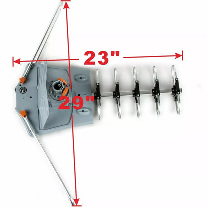 Belro long-range digital HD TV antenna with 360-degree motorized rotation and mounting pole, suitable for clear TV signal reception