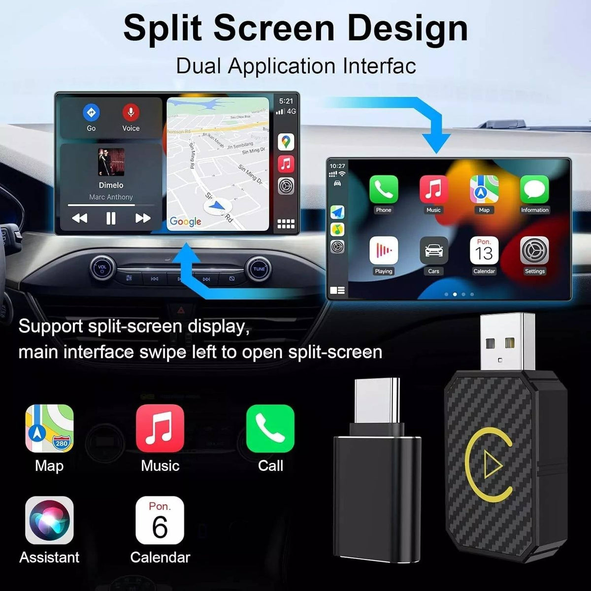 Belro Wireless CarPlay Adapter for seamless smartphone connection in cars, compatible with various vehicle models.