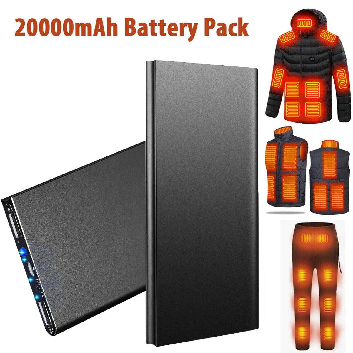 Belro rechargeable battery for electronics, compact power bank with USB port and indicator lights, battery cells visible.