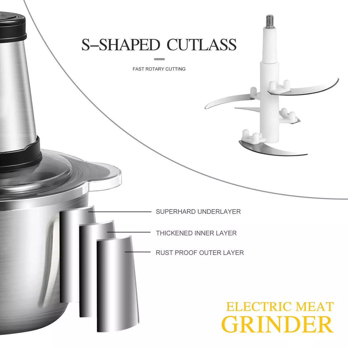 Belro 2L food chopper with stainless steel blade and compact design, ideal for chopping vegetables and herbs in the kitchen.