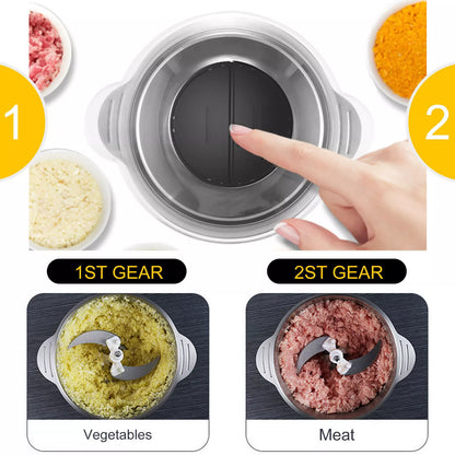Belro 2L food chopper with stainless steel blades and compact design, ideal for chopping vegetables and herbs in the kitchen.