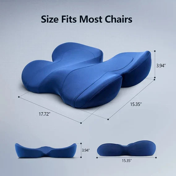 Belro seat cushion for tailbone pain relief, ergonomic design for pressure reduction, in a neutral color, suitable for back support.