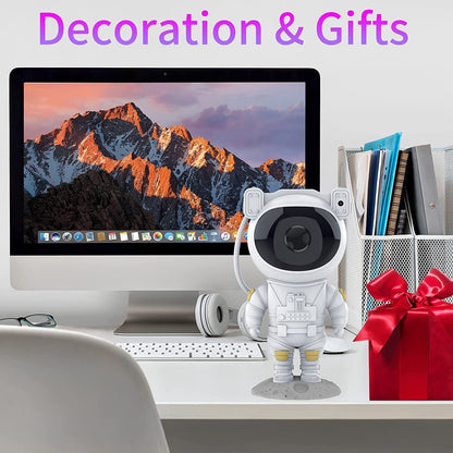 Belro astronaut projector night light displaying galaxy and starry sky projections on a wall or ceiling.