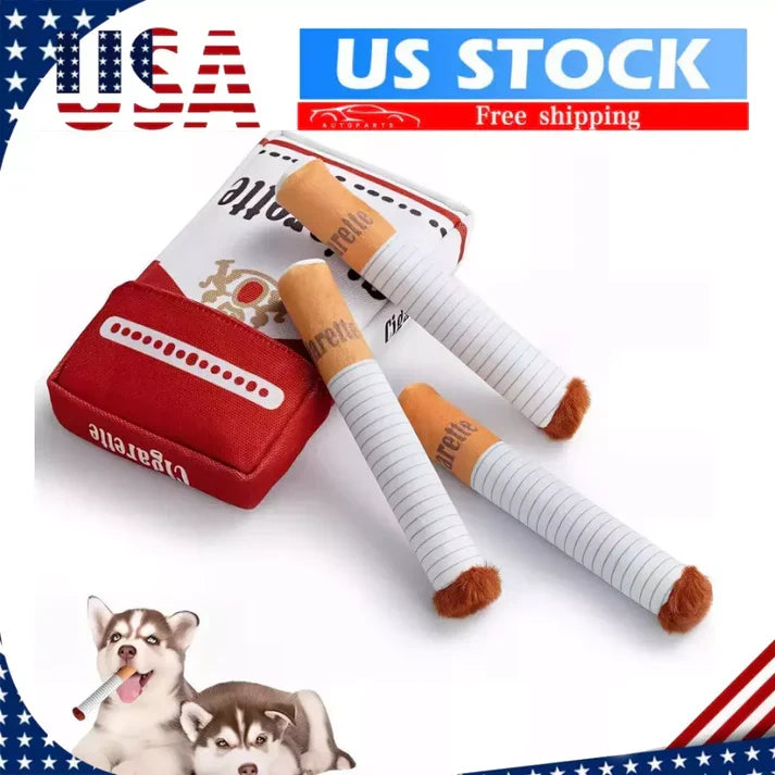 Belro cigarette-shaped dog toy for pets, durable plush material, designed for dogs to chew and play with comfortably.