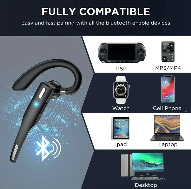 Belro Trucker Dual Mic Wireless Bluetooth 5.1 noise-canceling headset with earpiece, featuring dual microphones for clear communication.