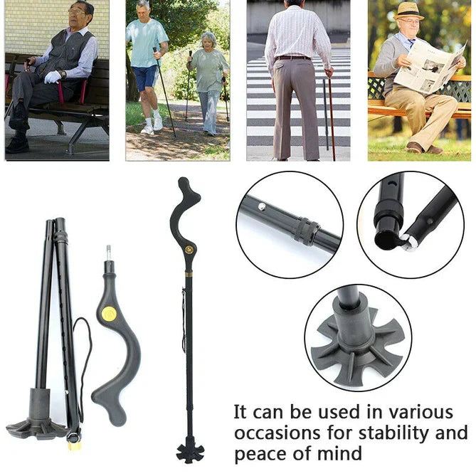 Belro walking stick for seniors, featuring a sturdy handle and adjustable shaft, designed for comfortable support during walks