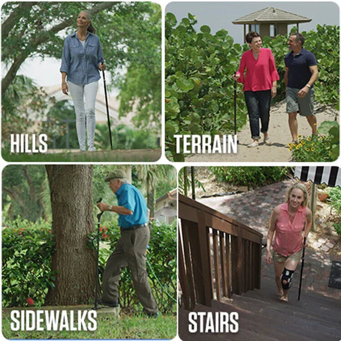 Belro walking stick for seniors, lightweight and ergonomic, designed for stability and support during outdoor walks.