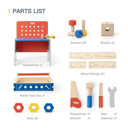 Belro kids pretend play tool bench toy with realistic work tools, perfect for imaginative children’s tools and hardware play.
