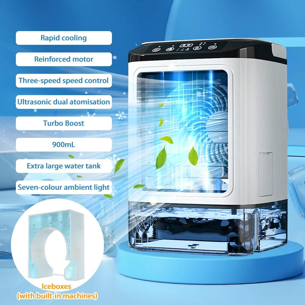 Belro portable mini air conditioner for home and outdoor use, compact unit with vents and control panel visible in the image.