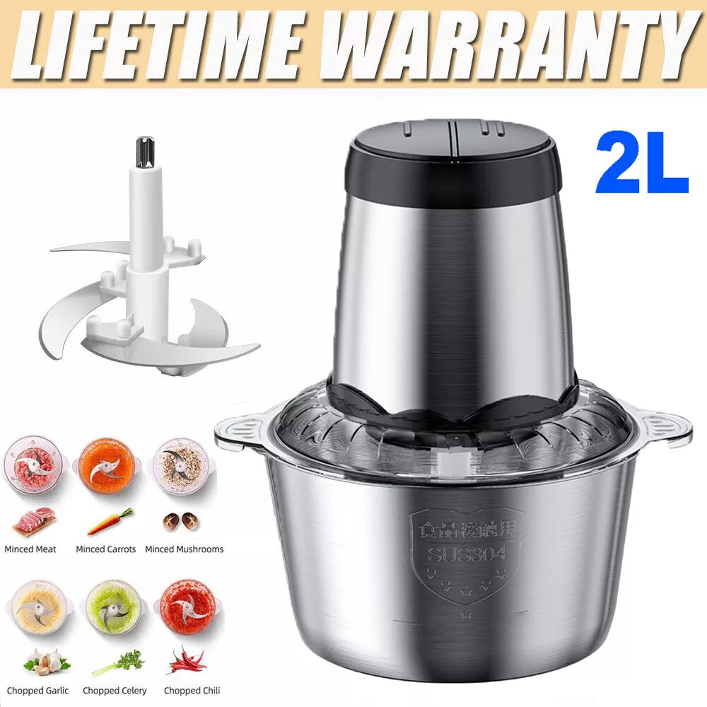 Belro 2L food chopper with stainless steel blades, compact kitchen appliance for quick chopping and food preparation.