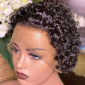 Belro premium lace front short curly pixie bob human hair wig with natural curls and lace front for a stylish look.