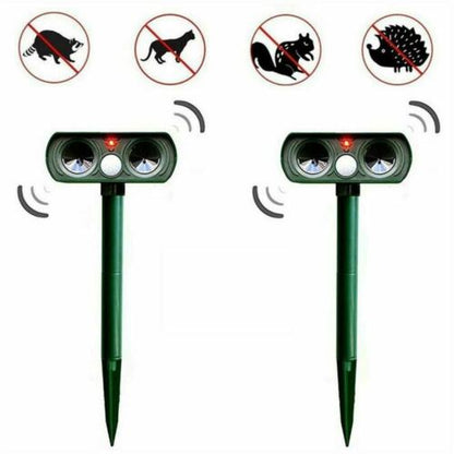 Infrared solar-powered animal pest repeller by Belro, designed for outdoor pest control in home and garden settings.