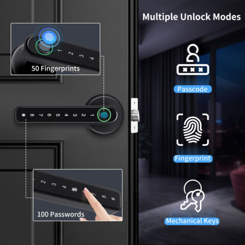 Belro fingerprint smart door lock for automotive use, featuring mobile app remote control and fingerprint access.