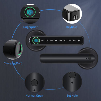Belro fingerprint smart door lock for automotive use with mobile app remote control and biometric fingerprint access.