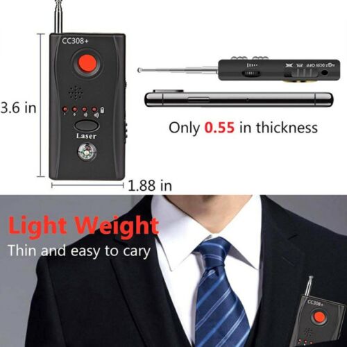 Belro bug detector with LED display for hidden cameras and microphones, portable electronic device for security and privacy.