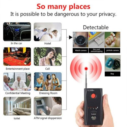 Belro bug detector for hidden cameras and microphones, portable electronic device for security and privacy protection.