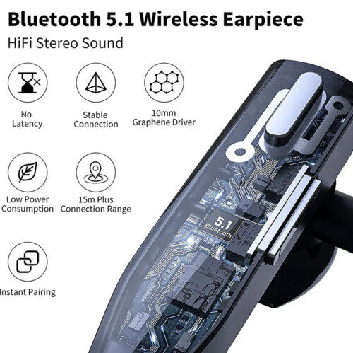 Belro Trucker Dual Mic Wireless Bluetooth 5.1 noise-canceling headset with earpiece, featuring microphone and earbud design.