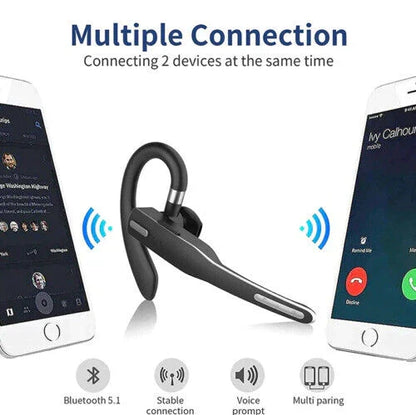 Belro Trucker Dual Mic wireless Bluetooth headset with noise-cancelling earpiece, featuring dual microphones and ergonomic design.