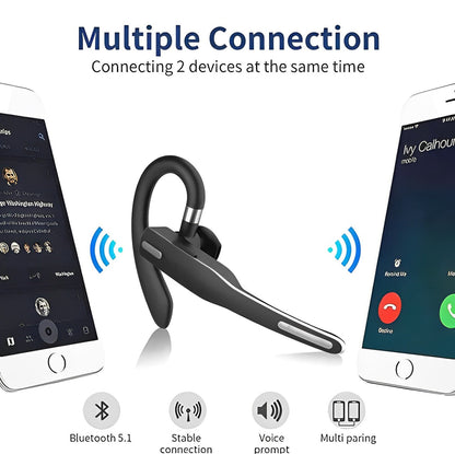 NordisHome Trucker Dual Mic Wireless Bluetooth 5.1 noise-cancelling headset with ear hook, featuring superior sound and comfortable fit.