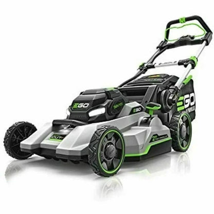 Casavibeo Ego Power+ LM2150SP 21-inch self-propelled cordless lawn mower with a green cutting deck and ergonomic handle.