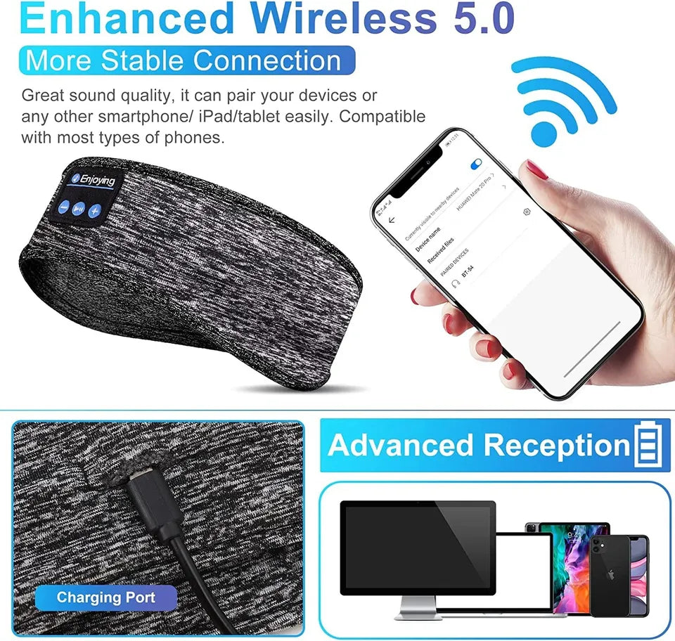 Belro 2-in-1 wireless sleeping headphones with sports headband, ideal for sleeping, workouts, jogging, and reducing insomnia.