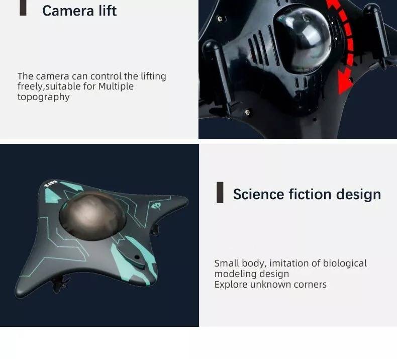 Belro RC submarine with camera, toy underwater vehicle featuring a sleek design and built-in camera for underwater exploration.