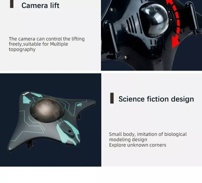 Belro RC submarine with camera, toy underwater vehicle featuring a sleek design and built-in camera for underwater exploration.