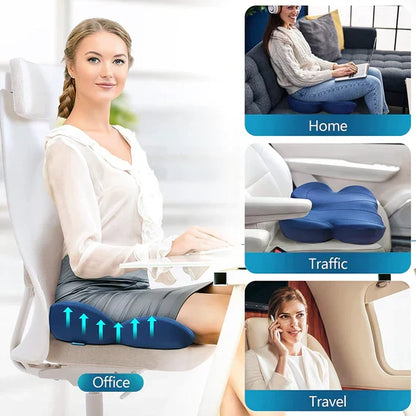 Belro seat cushion for tailbone pain relief, ergonomic design for pressure support and comfort during sitting.