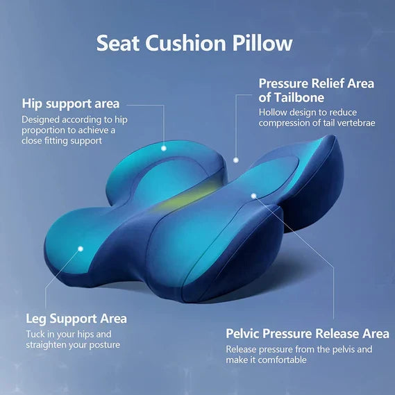 Belro seat cushion for tailbone pain relief, with ergonomic design and pressure support for back and coccyx comfort.