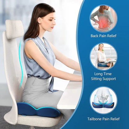 Belro seat cushion designed for tailbone pain relief, with ergonomic support and pressure relief features for comfortable sitting.