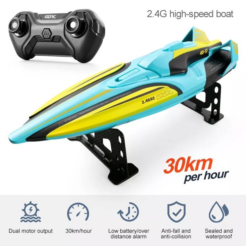 Belro RC high-speed boat toy with sleek design and vibrant colors, perfect for water play and outdoor fun.
