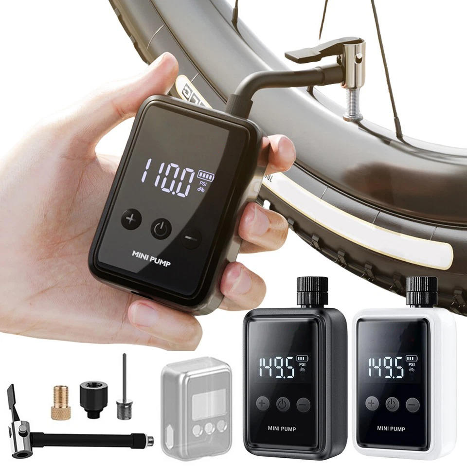 Belro electric mini bike pump for home and outdoor use, compact and portable tire inflator for bikes and outdoor equipment.