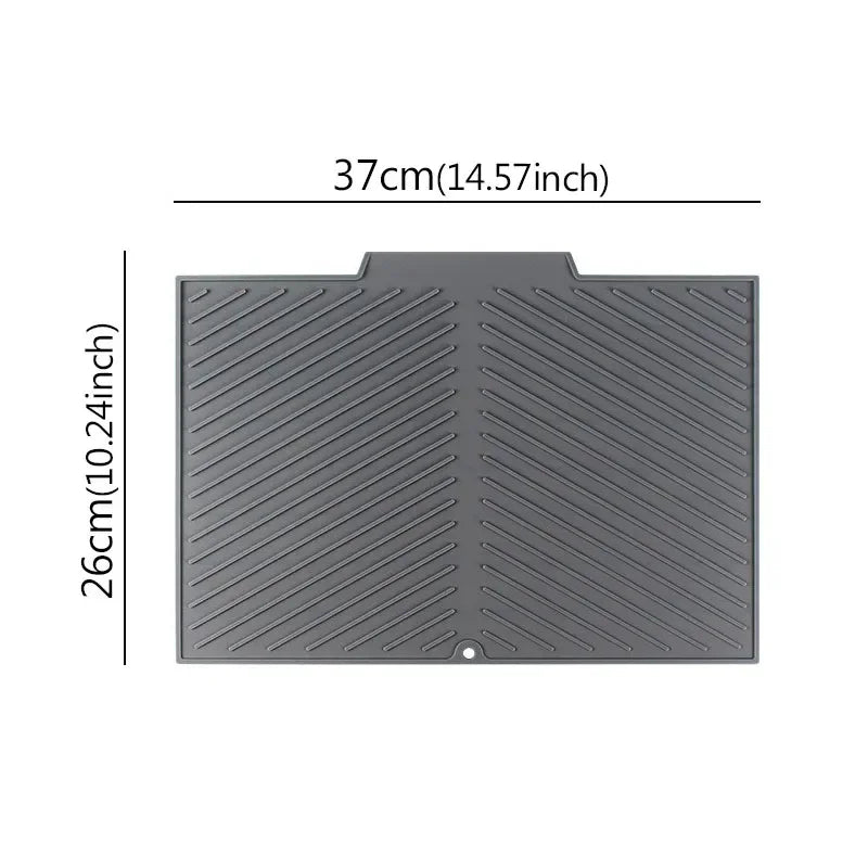Belro silicone dish drying mat with drain design, flexible and absorbent for kitchen countertop drying and organization
