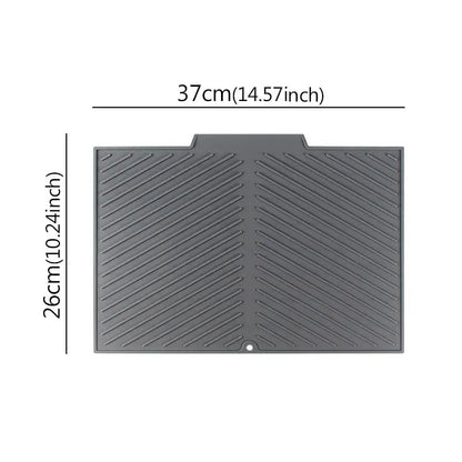 Belro silicone dish drying mat with drain design, flexible and absorbent for kitchen countertop drying and organization