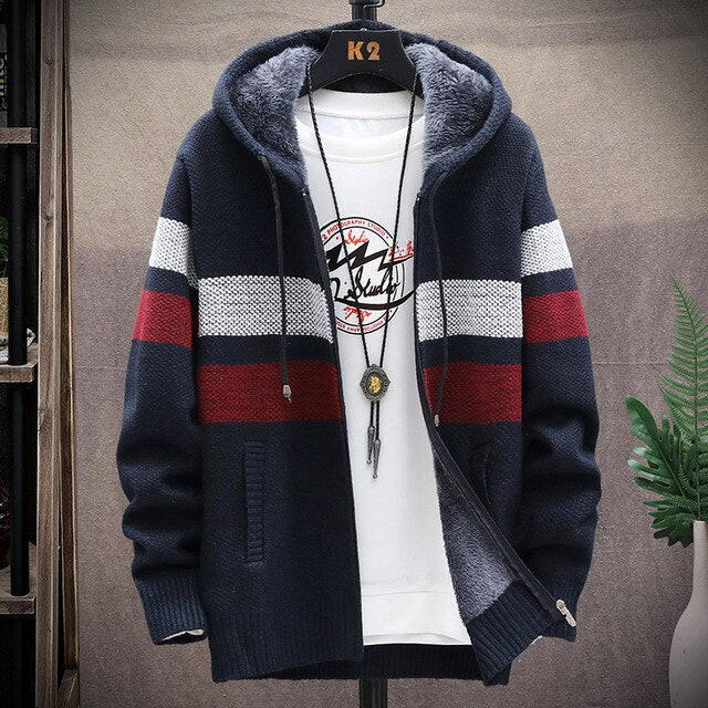 Belro casual stripe cardigan featuring a classic knit design, displayed in a close-up view showcasing the fabric and pattern.