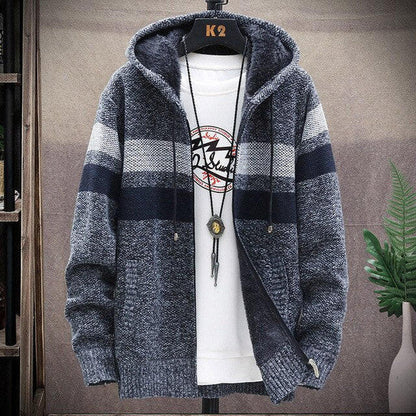 Belro casual stripe cardigan with automotive-inspired design, featuring colorful striped patterns and comfortable fit.