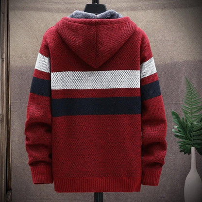 Automotive Belro casual stripe cardigan featuring a comfortable, stylish design with multicolored horizontal stripes.