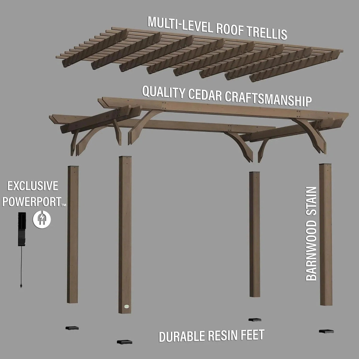 Casavibeo Backyard Discovery Somervilles Pergola featuring wooden beams and open lattice design for outdoor shade and aesthetic appeal.