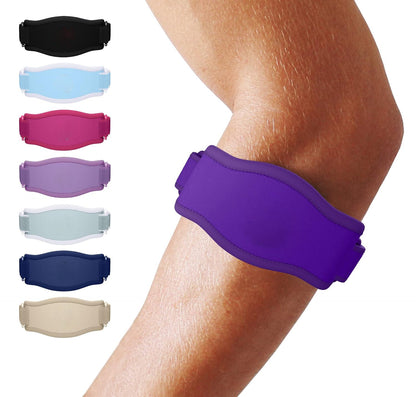 Belro tennis elbow brace accessory with adjustable suspenders, designed to provide support and compression for elbow pain relief.