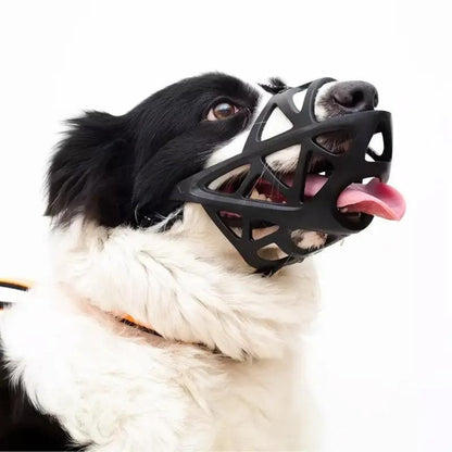 SafeBark Dog Muzzle by BowLift, adjustable breathable mesh muzzle for dogs, designed for comfort and anti-bark control.
