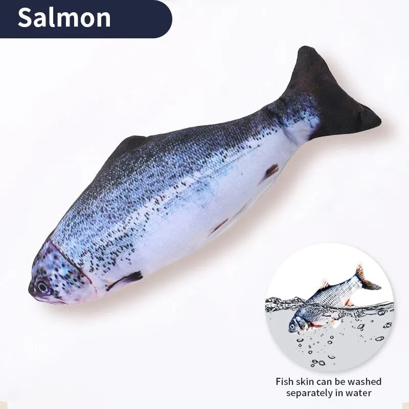 Belro USB charging interactive cat toy fish with realistic salmon design for engaging feline play and entertainment.