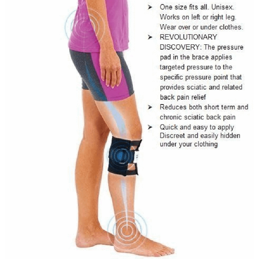 Belro sciatic nerve brace for leg and back pain relief with acupressure points, designed as a supportive suspender accessory.