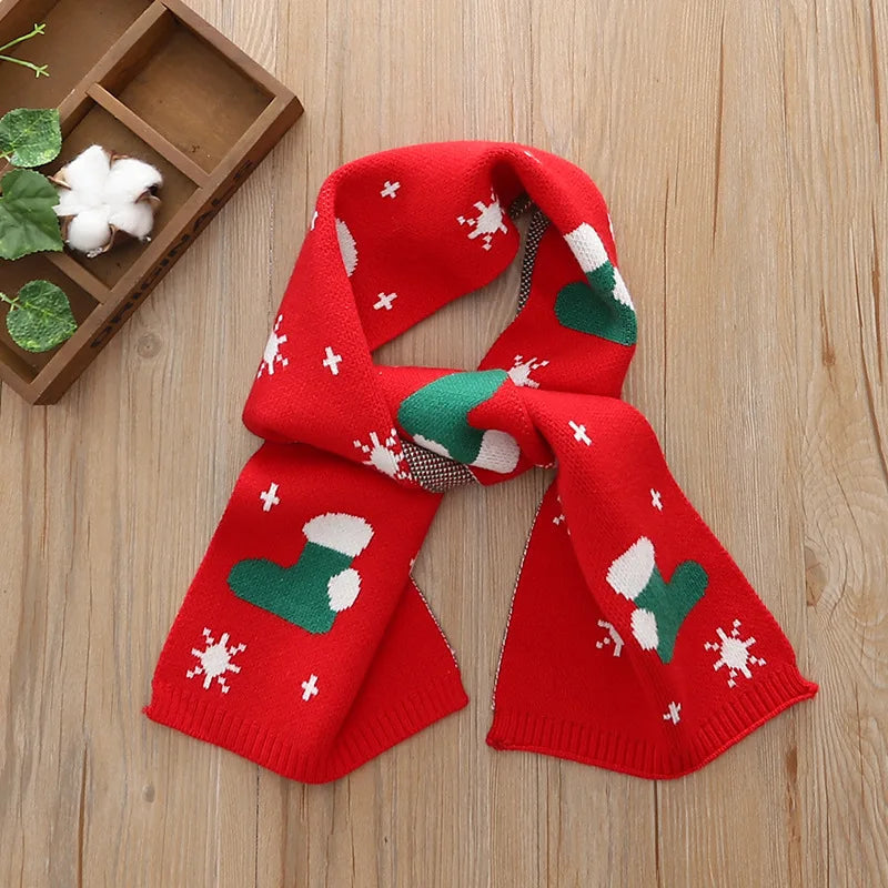Red Christmas knit scarf for kids by Belro, cozy winter accessory with festive holiday design.