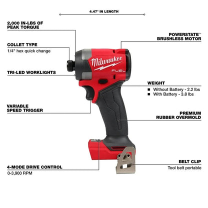 Milwaukee M18 FUEL 5-tool combo kit with cordless power tools and accessories, displayed on a shopping cart.